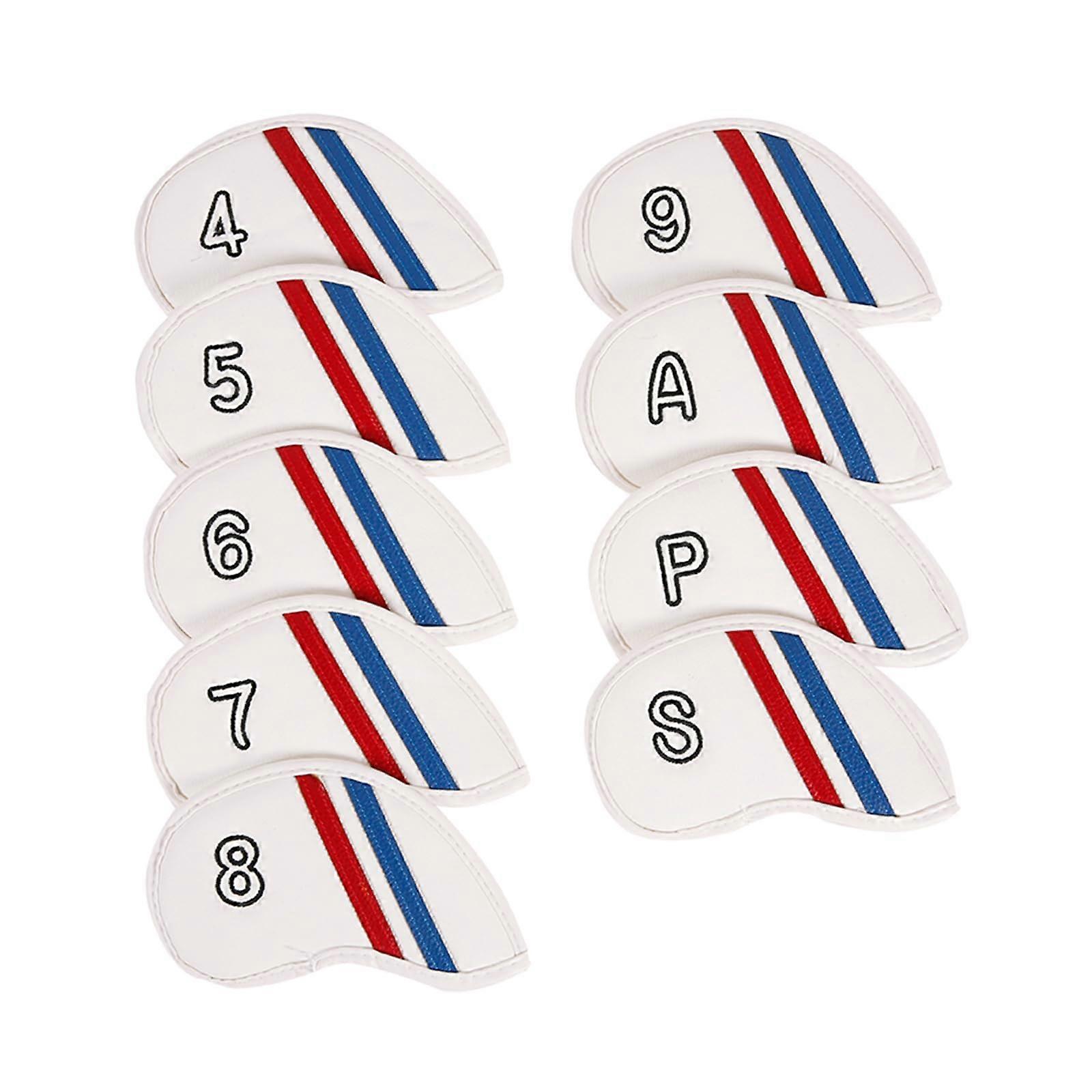 9Pcs Waterproof PU Leather Golf Iron Head Covers Set ScratchResistant Easy Clean