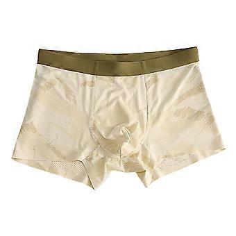 Men Boxer Underwear Solid Color U-Convex Shorts Briefs Elastic Mid-Waist 3D Cutting Slim Fit High Elasticity Panties Daily Wear