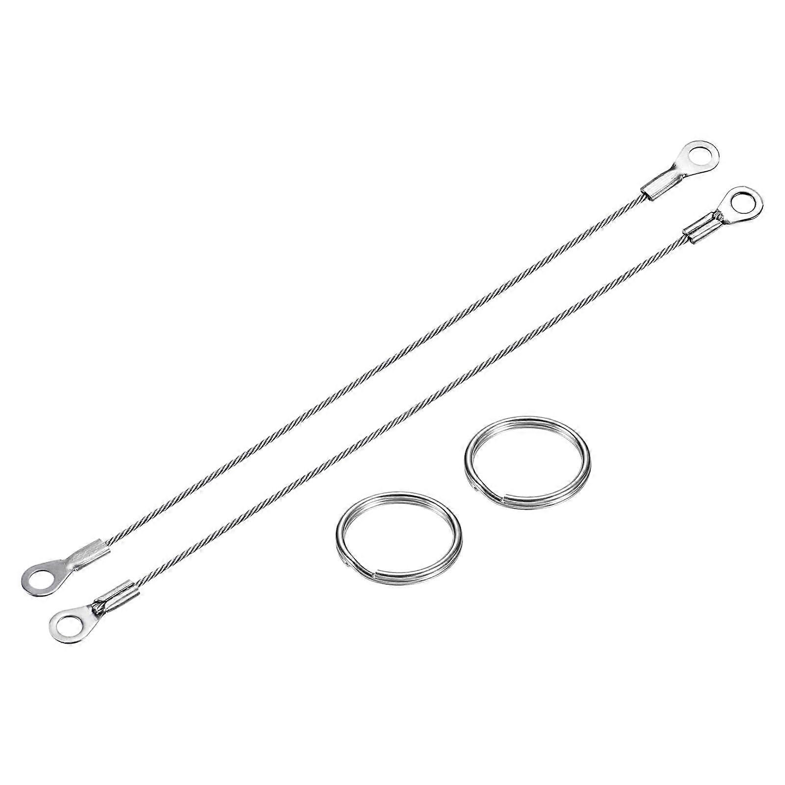 Security Cable Locks Set  6 Pcs Steel Wire Loop Locks with Key Ring for Luggage and Bikes, Silver