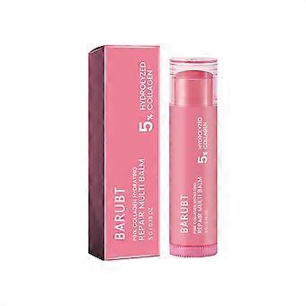 5% Hydrolyzed Collagen Multi Balm Stick, 2-in-1 Hydrating Tinted Lip Balm with Shea Butter, Long-Lasting Repair Balm for Lips, Cuticles & Dry Skin, 5g