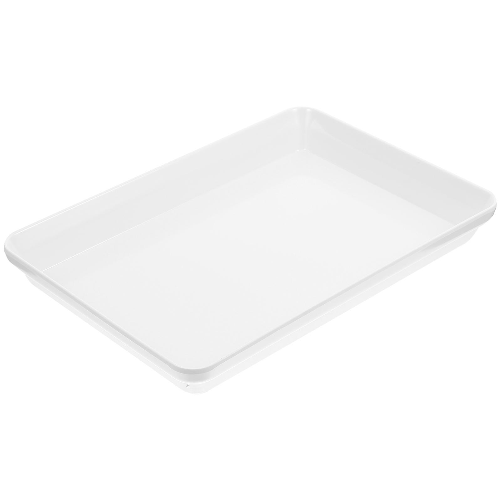 Thickened Ceramic-Like Serving Plate for Food Serving White Rectangle Plate