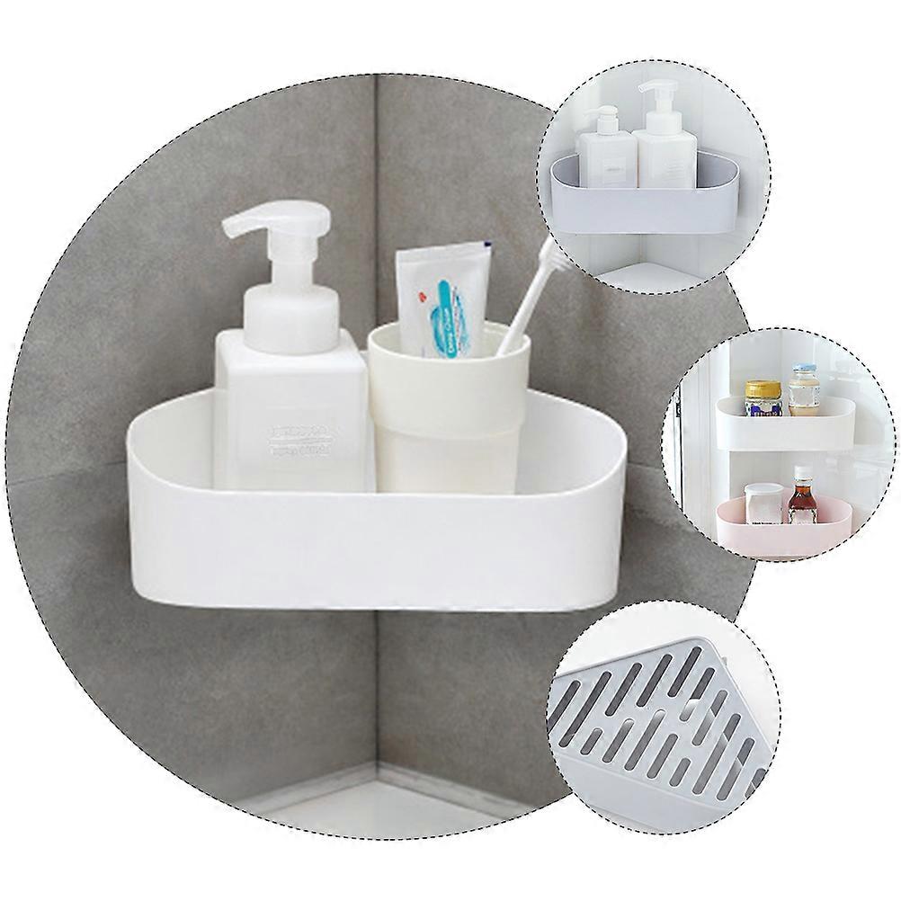 White Wall-Mount Storage Rack for Bathroom Use 2Pcs Practical Shelf