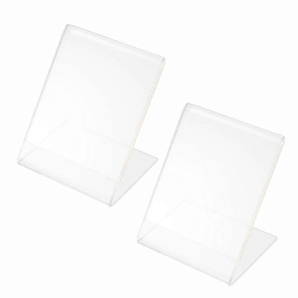 Qr Code Tag Plastic L Shape Sign Holder for 2Pcs Transparent Stand
