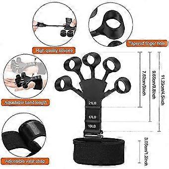 1pc Finger Strengthener Finger Exerciser, 6 Resistant Level Finger Exerciser, Guitar Strength Trainer, Hand Therapy And Training Device(BLACK)