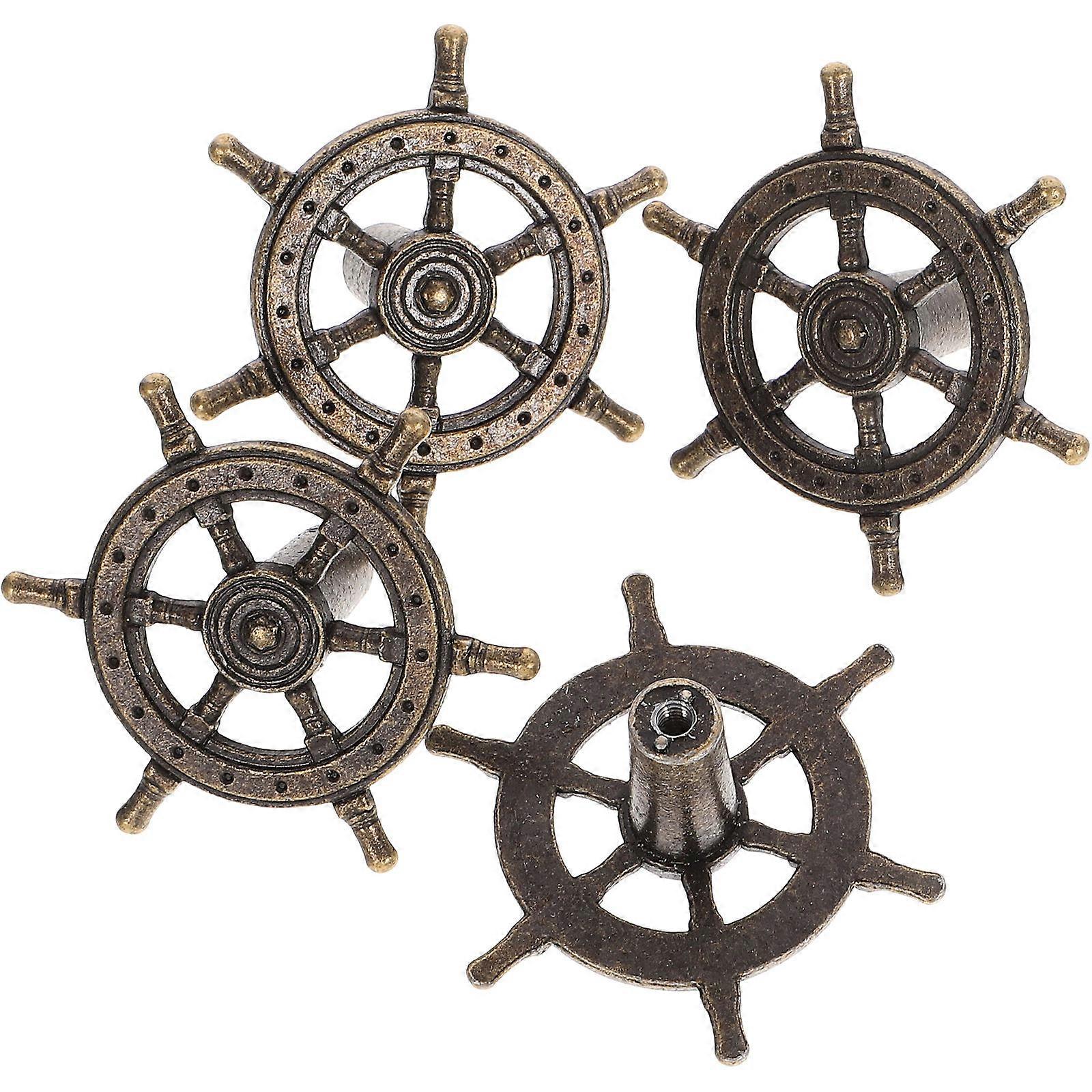 4Pcs Vintage Ship Helm Cabinet Knobs Drawer Knobs Handles Furniture Door Pulls