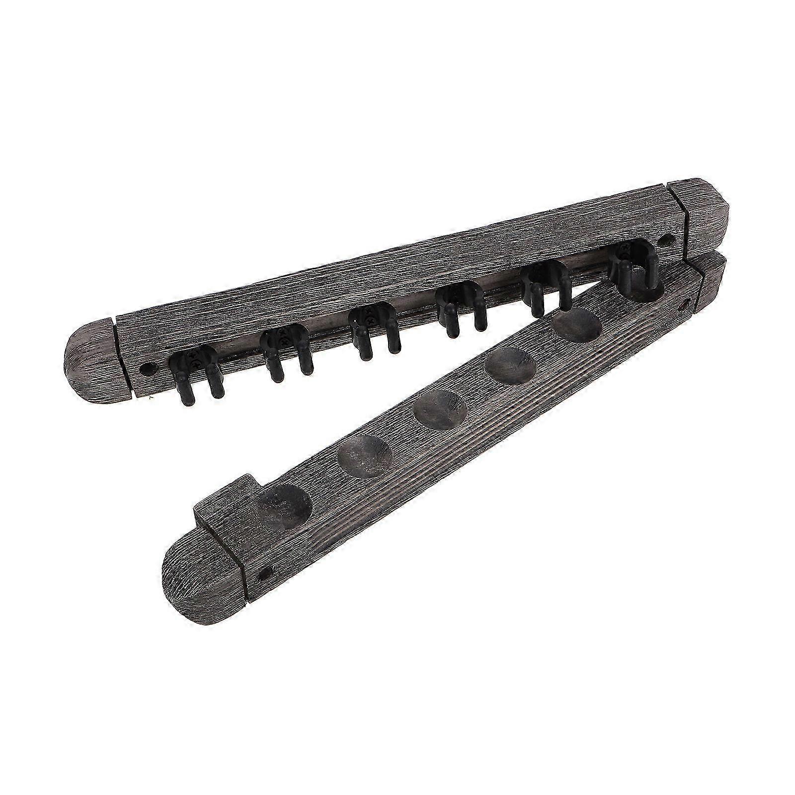 Solid Wood Wall Mounted Pool Cue Holder for 5Sets Assorted Color