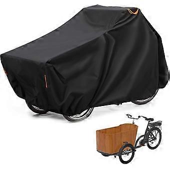 Robuste Dreiradabdeckung 420D Lastenfahrrad Regenschutz wasserdichte Fahrradabdeckung Schwarz > 210D/220*100*110cm
