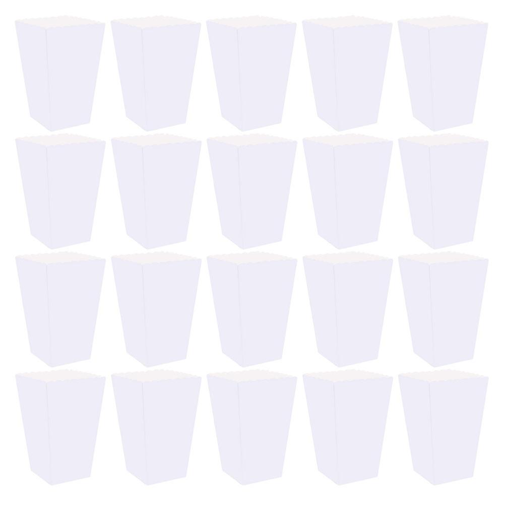 Popcornbeholdere av papir, popcornbokser for oppbevaring, 60 stk., hvite