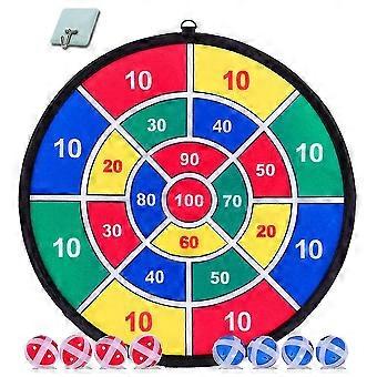Kids Game Dart Board Set with 8 Sticky Balls, 13.8 Inches Fabric Dartboard, Safe Indoor Outdoor Throwing Game, Easy Adhesive Hook Installation