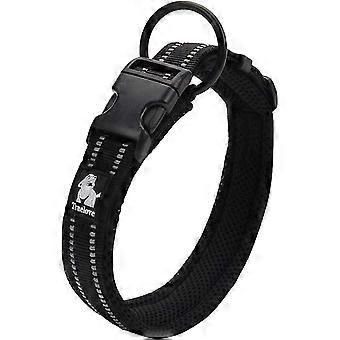 Reflective Dog Collar Adjustable Strong Nylon Comfort Padded Classic Pet Collars Tlc5011(black,s)