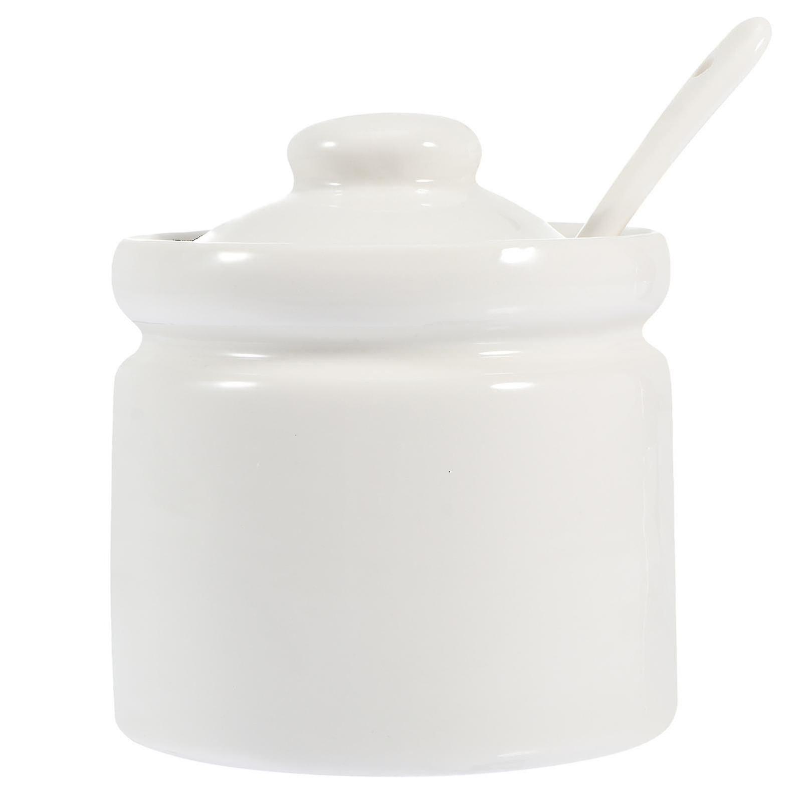 1pc Ceramic Sugar Jar Durable Coffee Candy Holder Practical Milk Container (white)