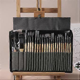 24pc Acrylic Paint Brush Scraper with Bag Nylon Hair for Multi Purpose Oil Watercolor Painting Artist Professional Kits Art Painting