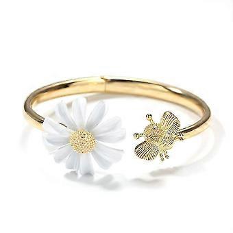 Flower Bracelet , Daisy Bracelet, Gold Bracelet, Flower And Bee , Daisy And Bee, Tbvs Design House