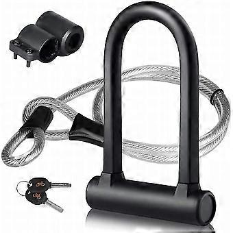 Antivol de vlo, Antivol en U pour vlo avec 1,2 m Flex Acier cble et Support de Montage Robuste pour Vlo, Bicyclette, Scooters, etc