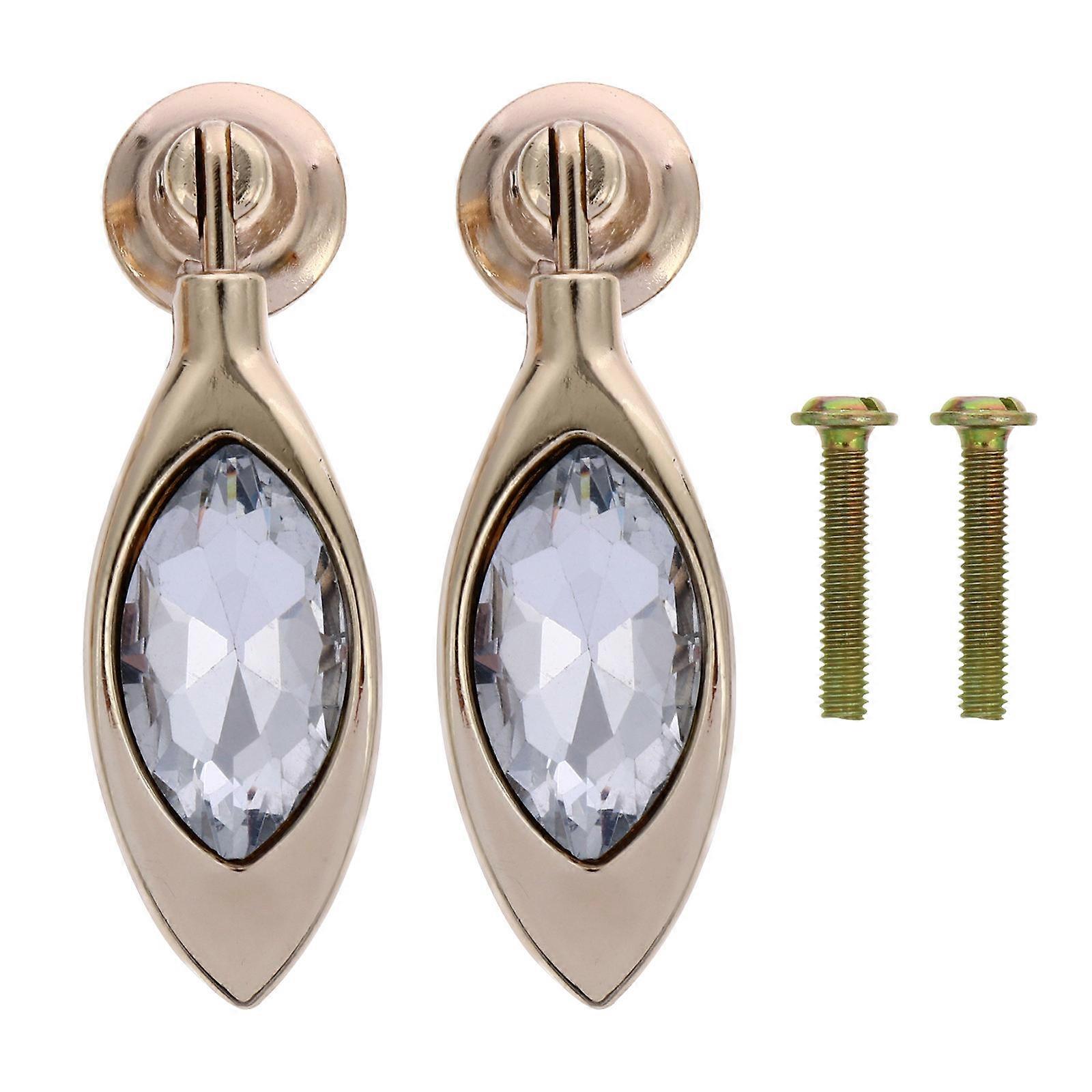 2Pcs Metal Crystal Knobs Handle Golden Drawer Knobs Handle Knob with Screw