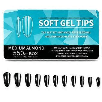 550 capsules d'ongles en gel souple, demi-couverture, à coller, en acrylique, 11 tailles, outils de manucure DIY, taille moyenne amande