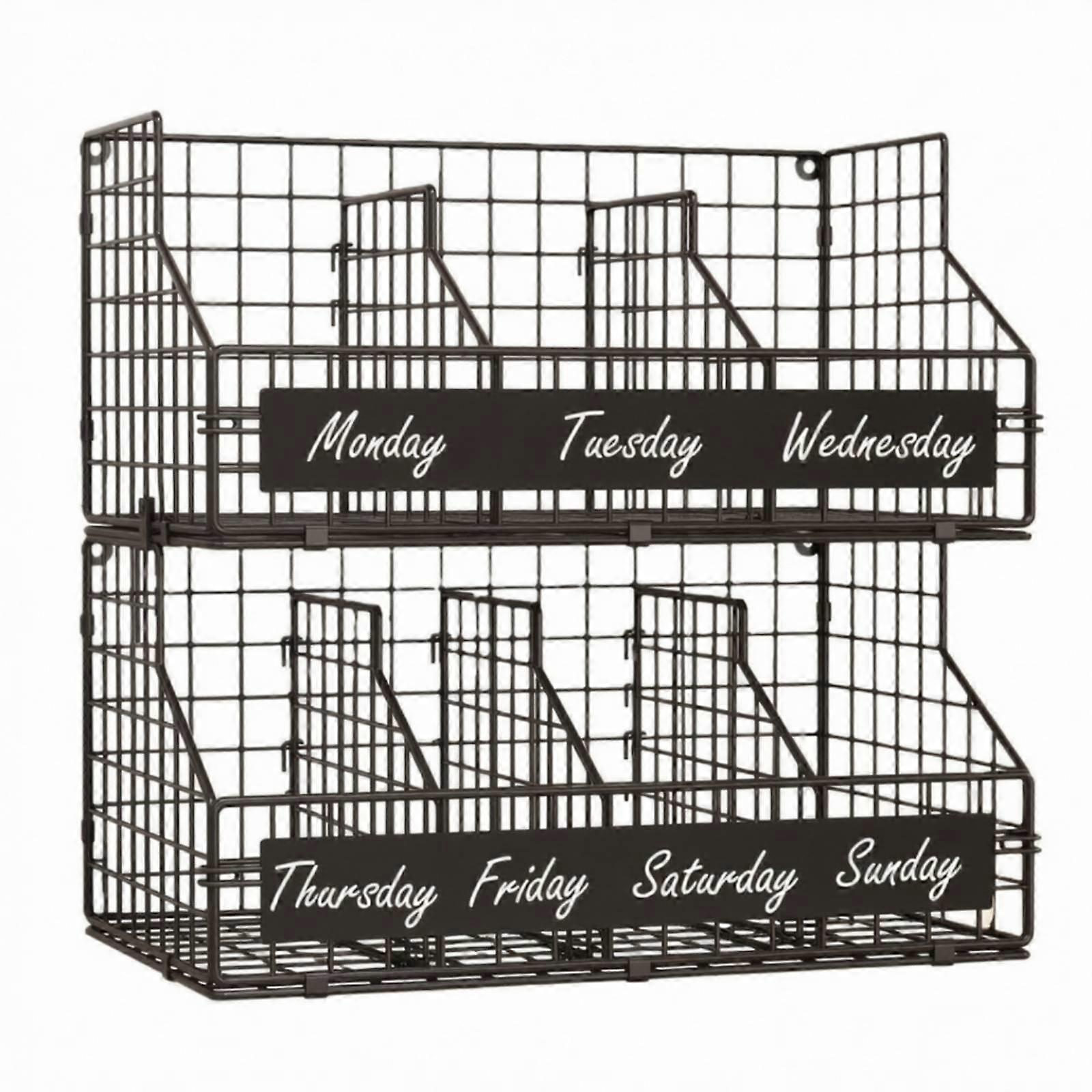 Egg Organizer Wall-Mounted Wire Storage Rack with Baskets Space-Saving