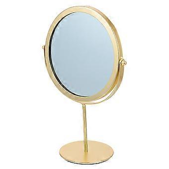 Golden Rotating Desktop Cosmetic Mirror for Home with Retro Style