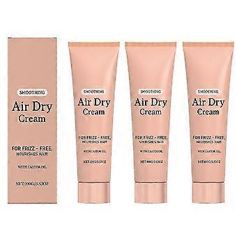 3x Smoothing Air Dry Cream for Hair Frizz Control, Hair Care Product with Castor Oil & Coconut Oil Weightless Styling Cream