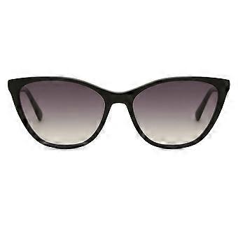 Longchamp LO659S 001 Vollrand-Sonnenbrille für Damen, glänzend schwarz, Cat-Eye-Design, UV2-Schutz, Original