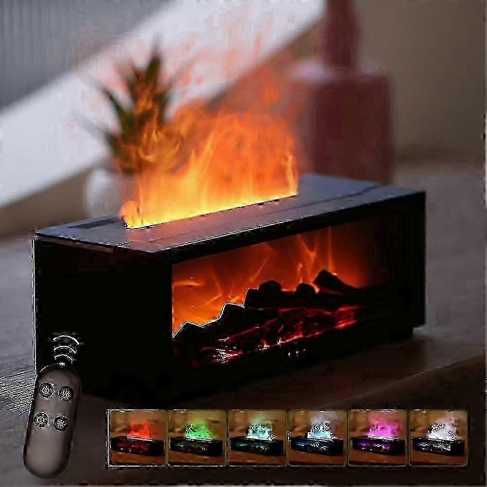 Mini Fireplace Diffuser For Essential Oils, 7-Color Lighting, Remote Control, Timer Function For Home Office
