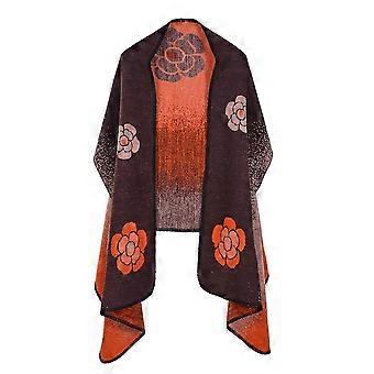 Poncho jacquard pour femmes avec couverture de fleurs châle chaud wrap cardigan manteau cachemire sensation