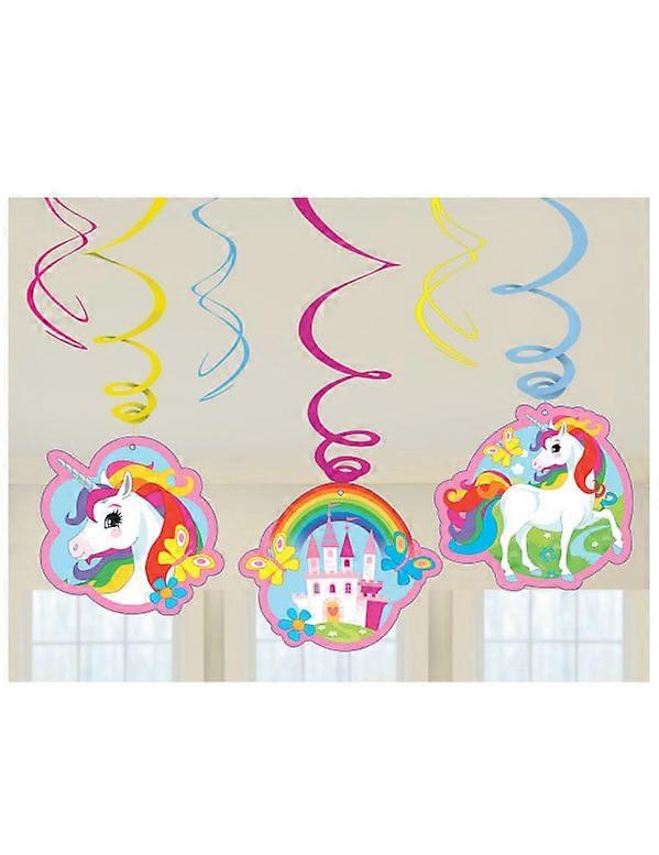 6 Unicorn Spiral Hanging Decorations