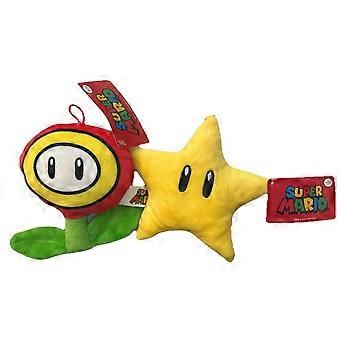 Super Star and Fire Flower Plush Set, 6 Inch Soft Toy for Kids