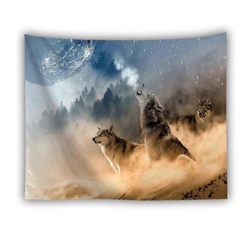 Howling Wolves Snow Tapestry