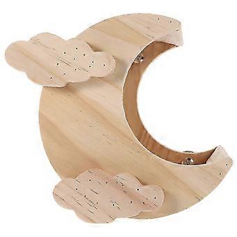 Hamster Wood Nest Indoors Chinchilla Hideout Moon Shaped Decorative Sleeping House