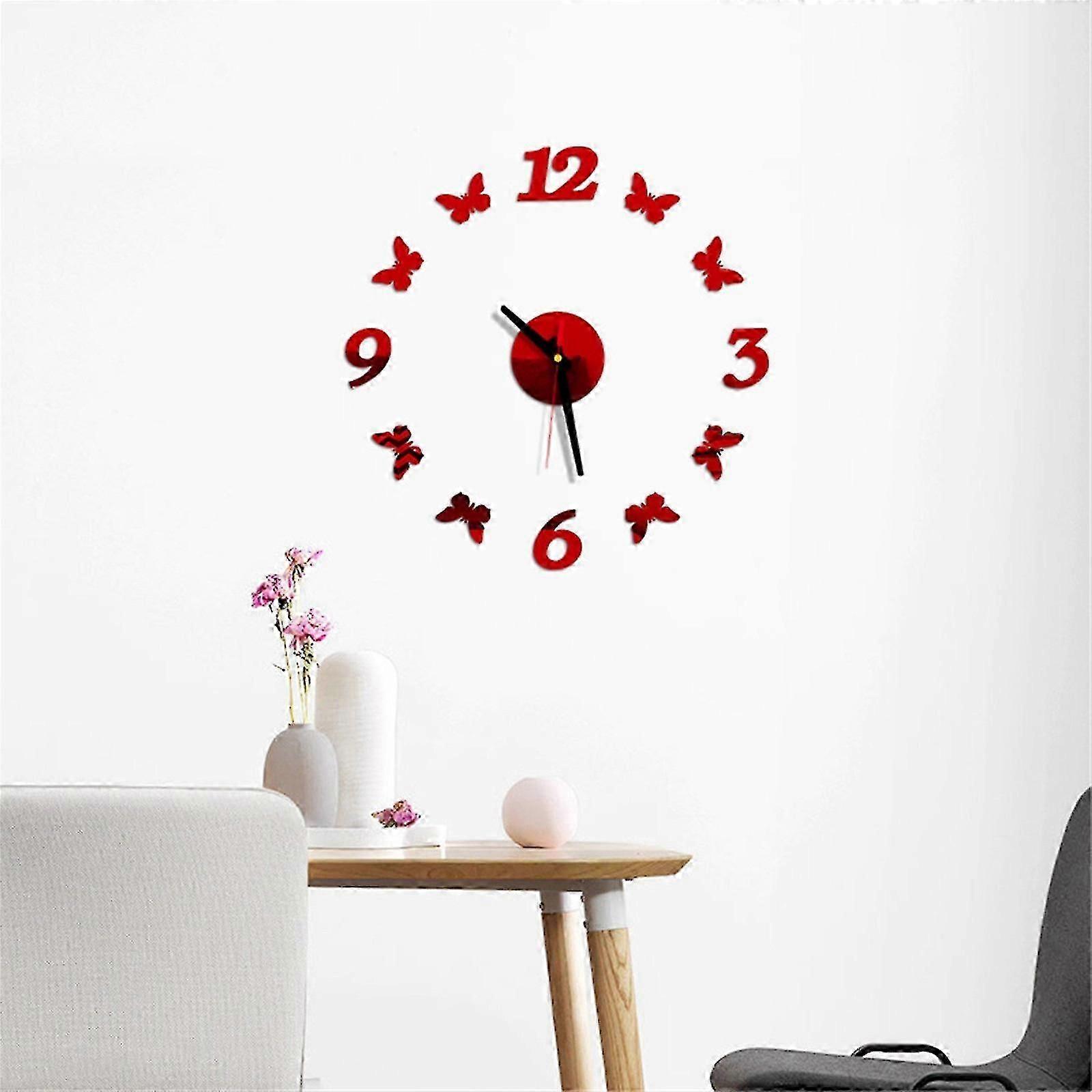 Diy Wall Clock 3d Mirror Surface Sticker Home Office Decor Clock