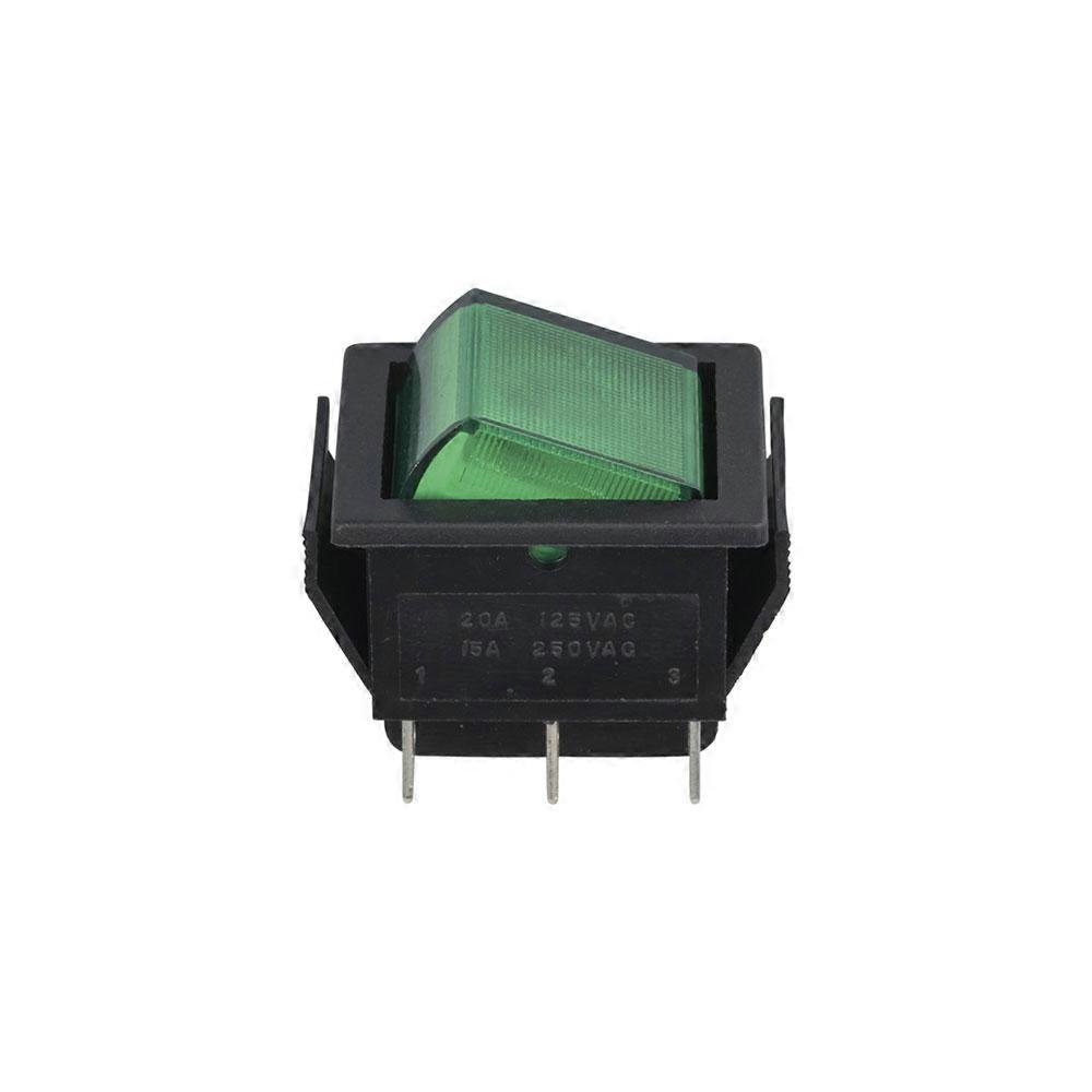 GREEN New Mains DPDT Illuminated Rocker Switch Function Locking on and off
