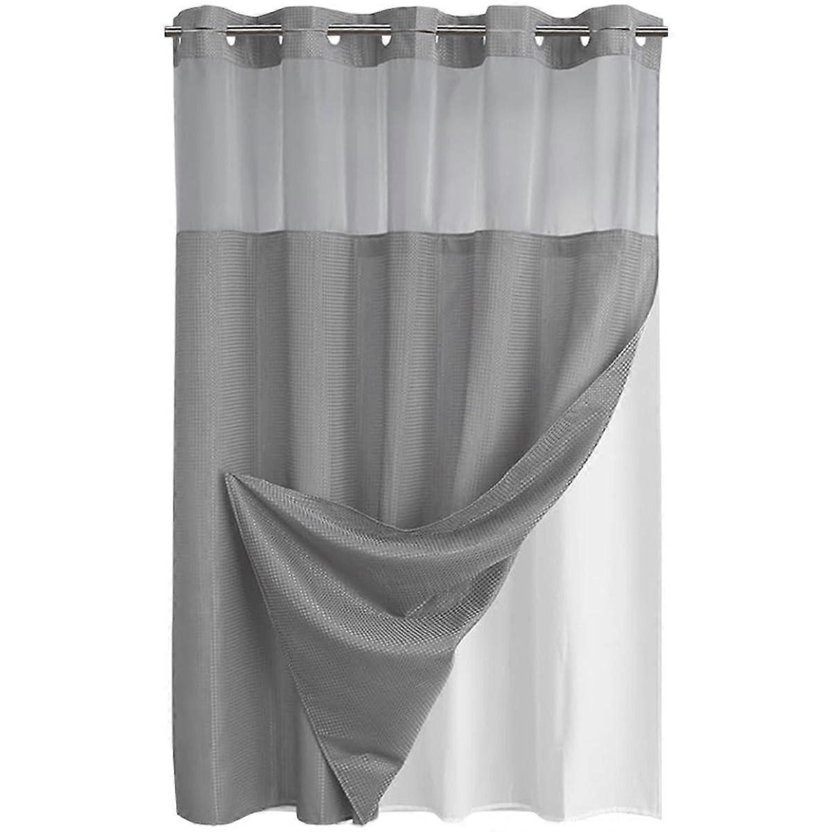 No Hook Waffle Shower Curtain Set