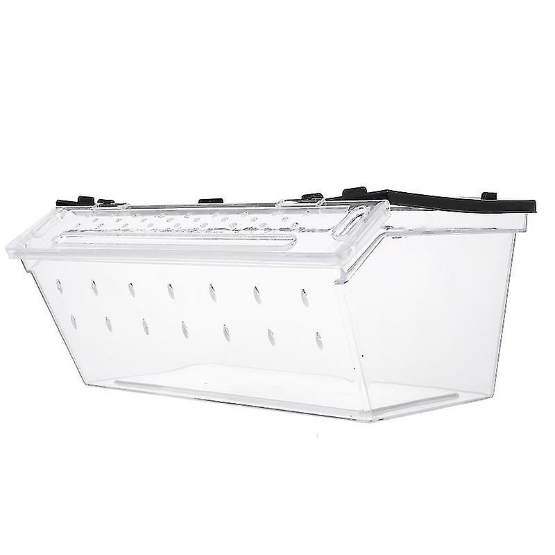 24X18x10cm Black Reptile & Amphibian Habitat Heating & Lighting Plastic Reptile Feeding Box Small Cr