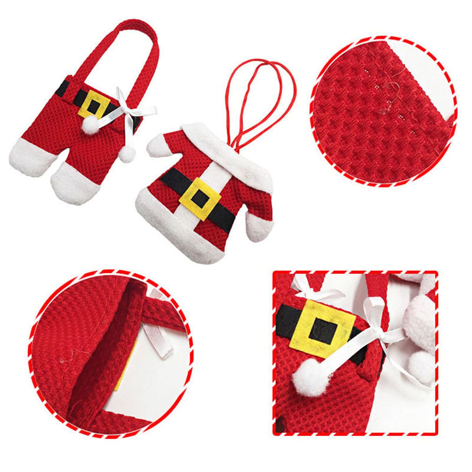 Xmas 6 Pieces Christmas Silverware Holders Cutter Fork Pouch Bag Lightweight Easy To Carry Holders For Decorate Your Dining Table