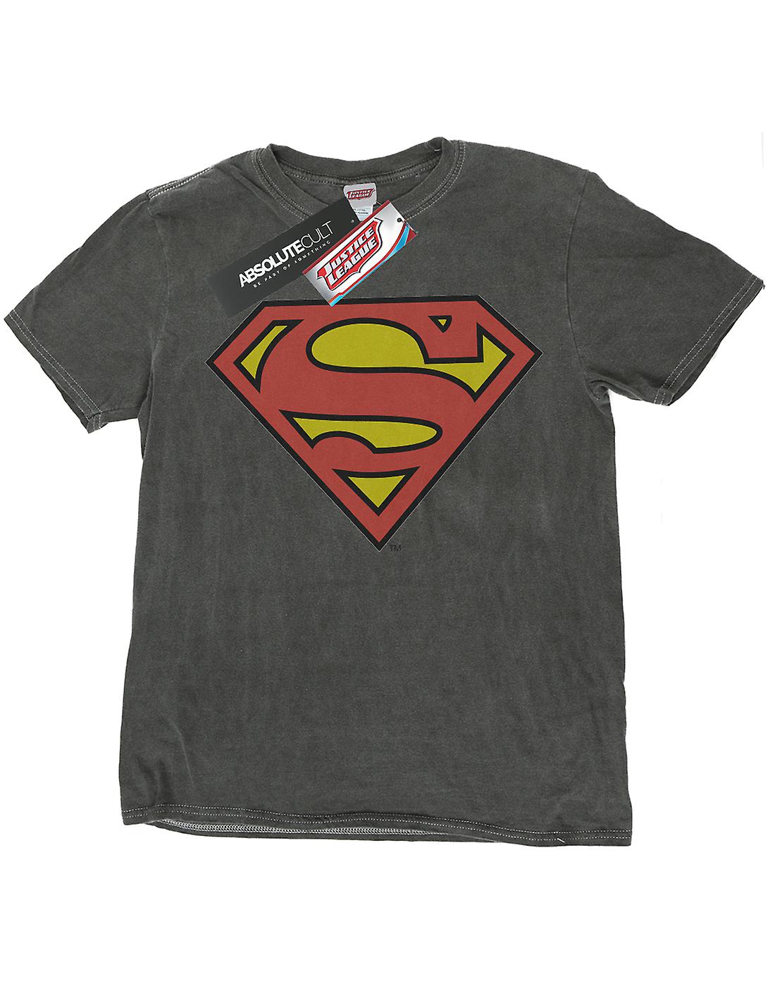 Camiseta Oficial De Superman DC Comics: Logo Clásico Del Escudo, Manga Corta Y Cuello Redondo, Color Negro