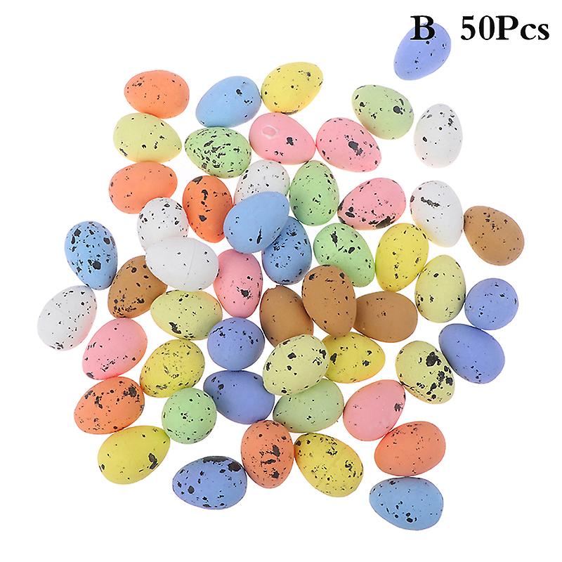 50pcs Foam Easter Eggs Happy Easter Decorations Painted Diy Colorful Easter Egg