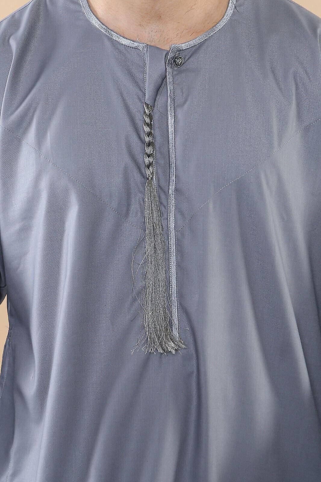 Mens Black Thobe Jubba Saudi Islamic Arabic Eid Cotton Kaftan Jubbah Umrah Robe