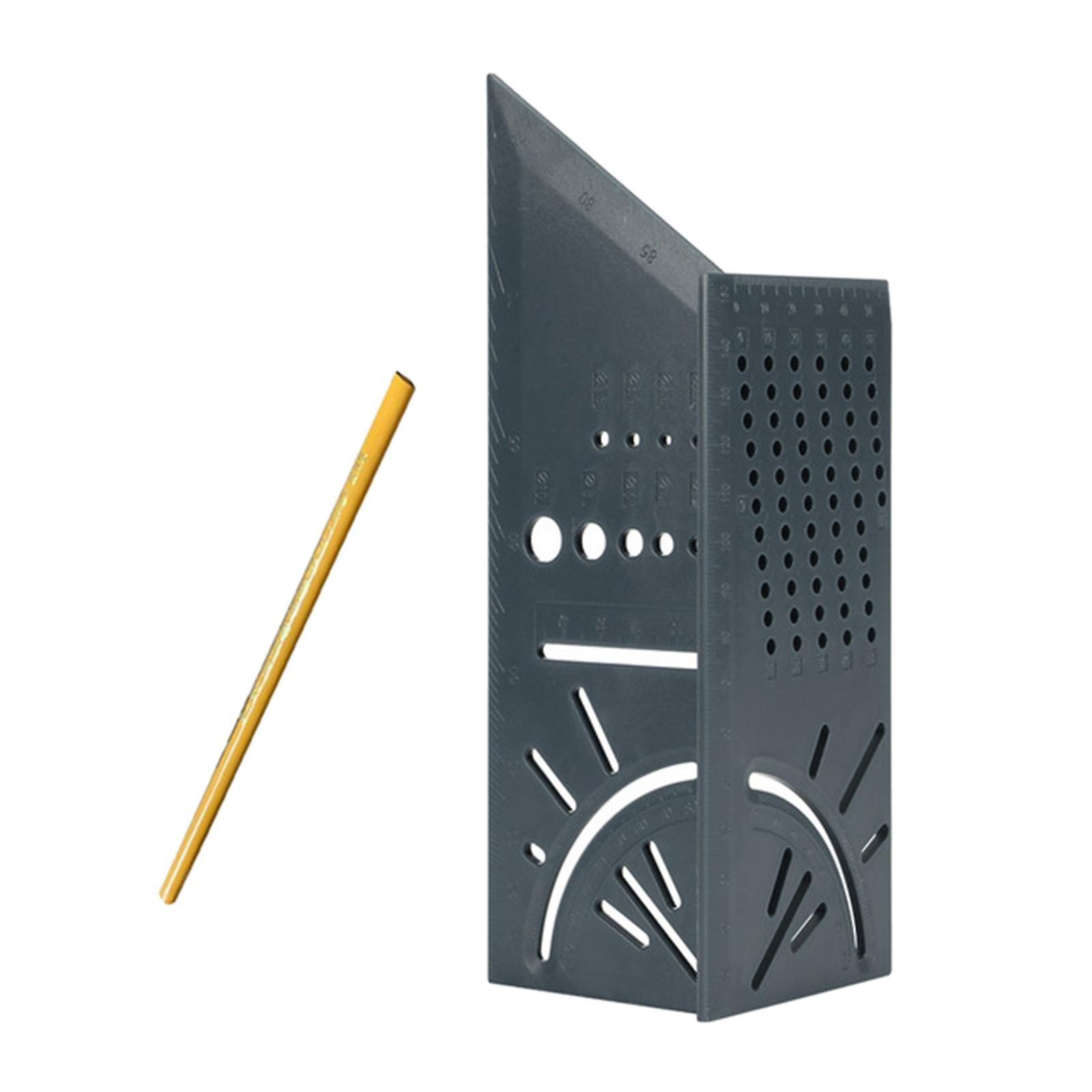 Woodworking 3D Gauge Ruler Square Mitre Angle Size Measuring Tool Gray