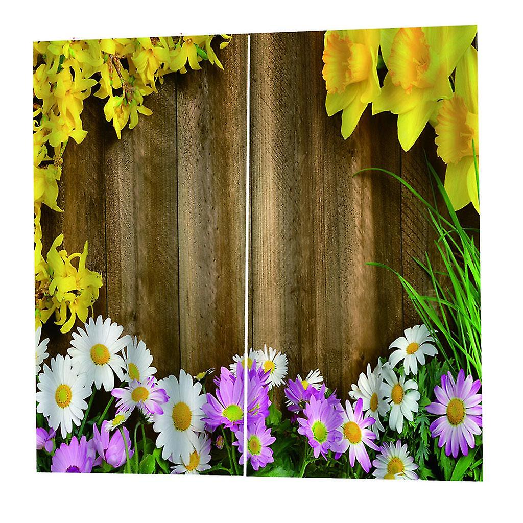 2 Panels Polyester Waterproof 3D Curtain Drapes for Bedroom Decor Style E