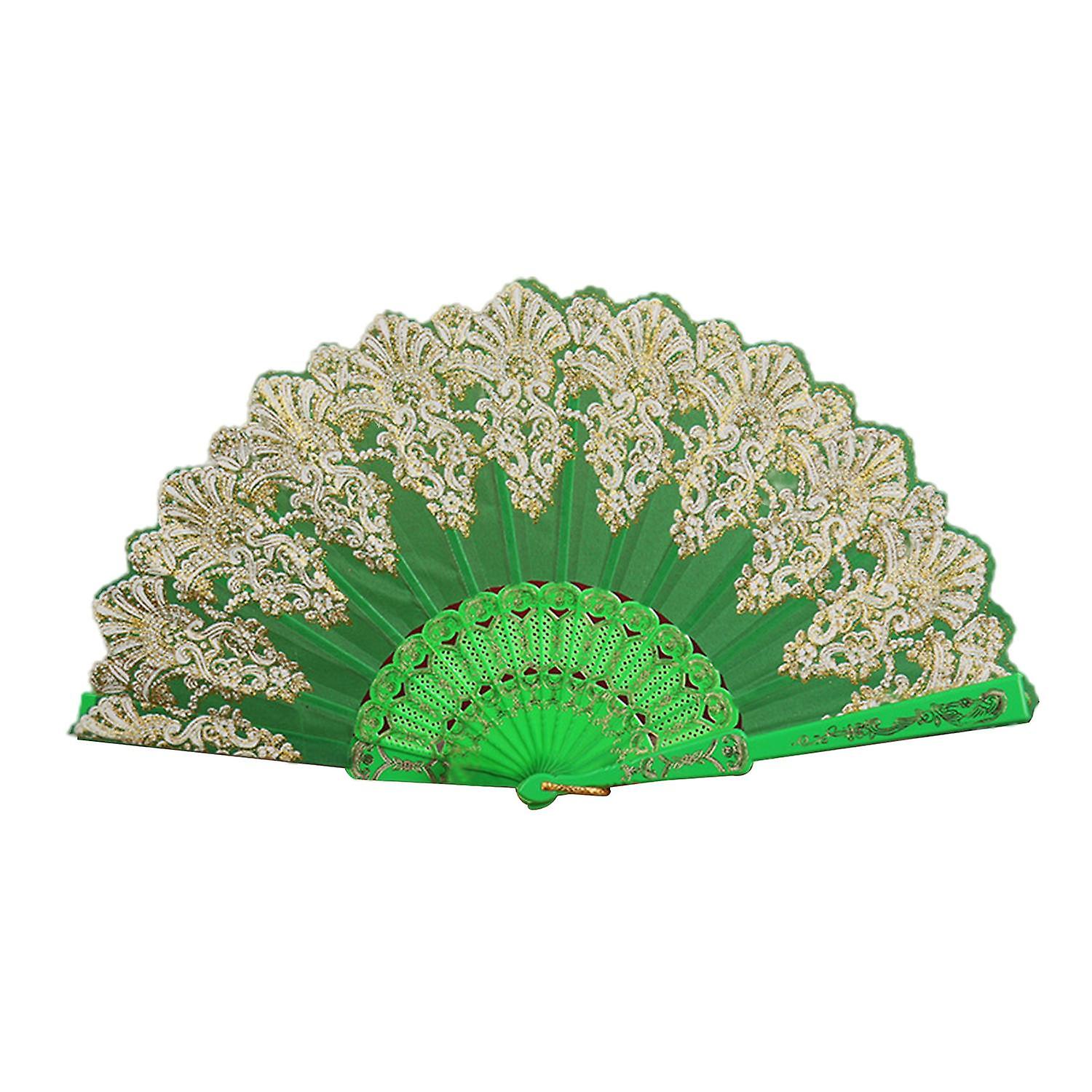 Hand Held Fan Embroidered Hot Stamping Chinese Style Art Craft Pattern Dance Retro Folding Hand Fan