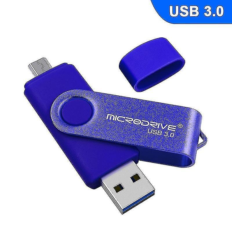 Computer Accessory Sets Microdrive 16gb Usb 3.0 Android Phone Computer Dual-use Rotary Metal U Disk Blue