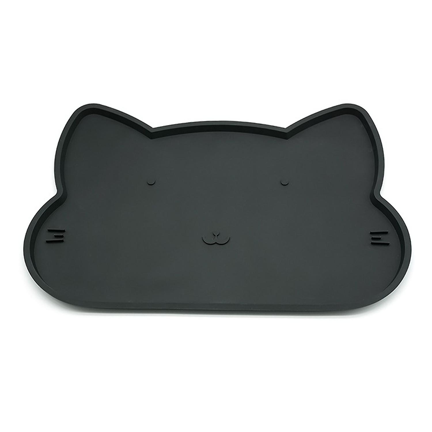 Cat Food Mat Non-Slip Waterproof with Raised Edge Leak-proof Keep Tidy Pet Feeding Mat Dog Cat