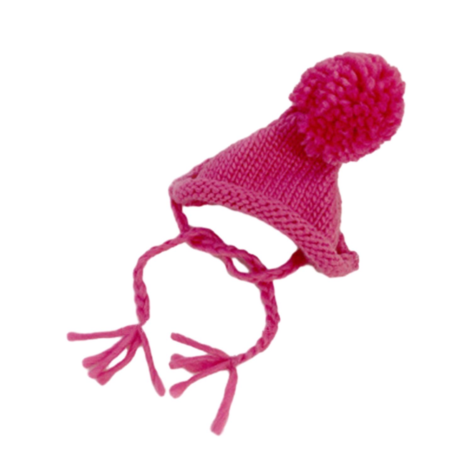 Cozy Pet Hat with Soft Ball Knitted Thickened Warm Solid Color Fixing String Comfortable to Wear