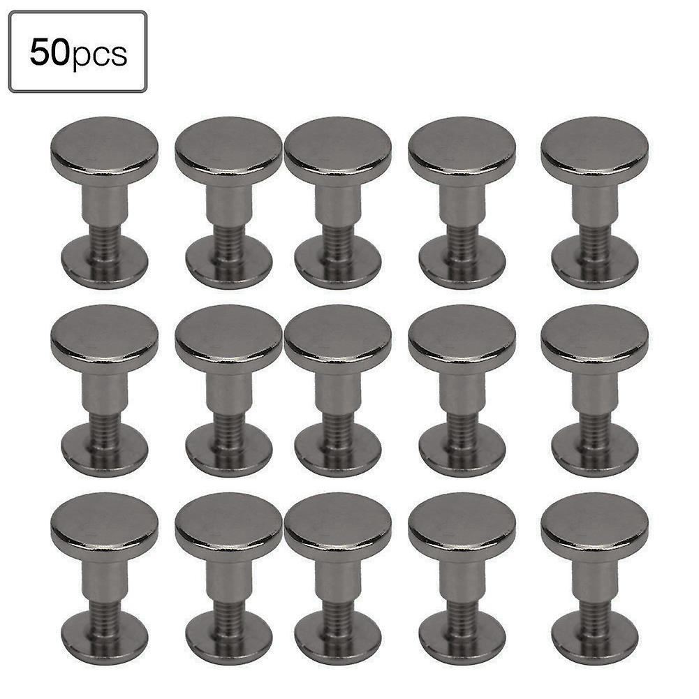 50 Set 8mm Pure Copper Flat Head Rivets Leather Strap Screws Kit for Notebook Binding