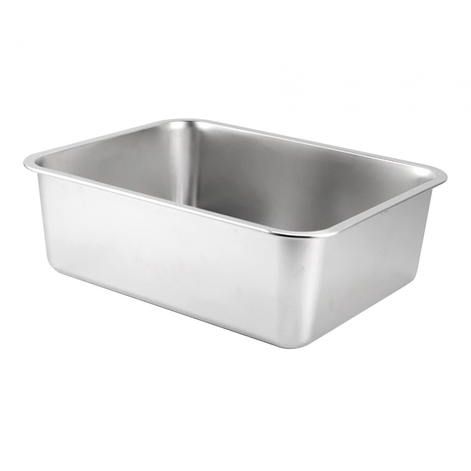 Stainless Steel Cat Rabbit Litter Box Smooth Edge Rustproof Kitten Potty Pan 40x30x10cm