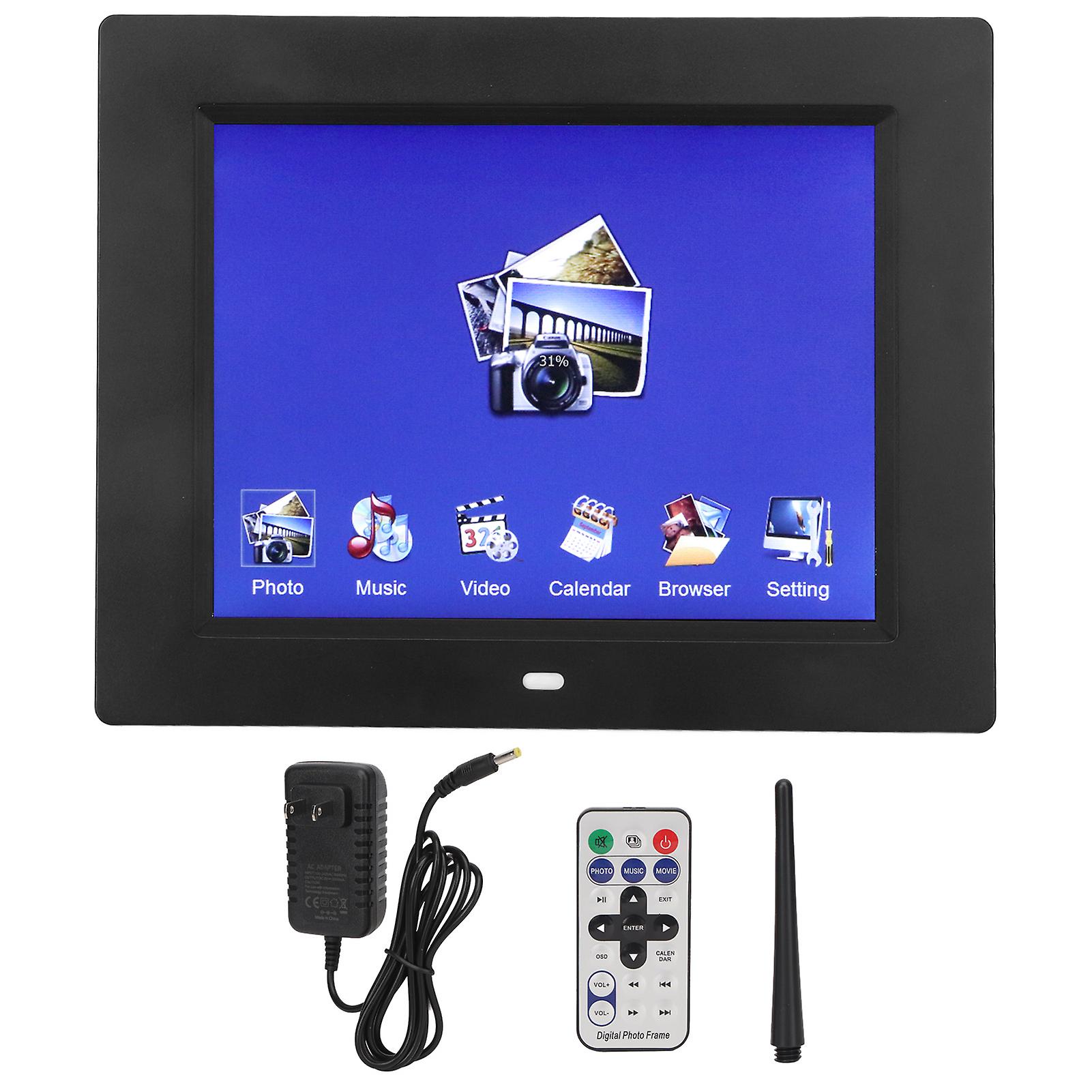 8" HD Digital Photo Frame - Multifunction, Remote Control, 16GB Expandable, US Plug
