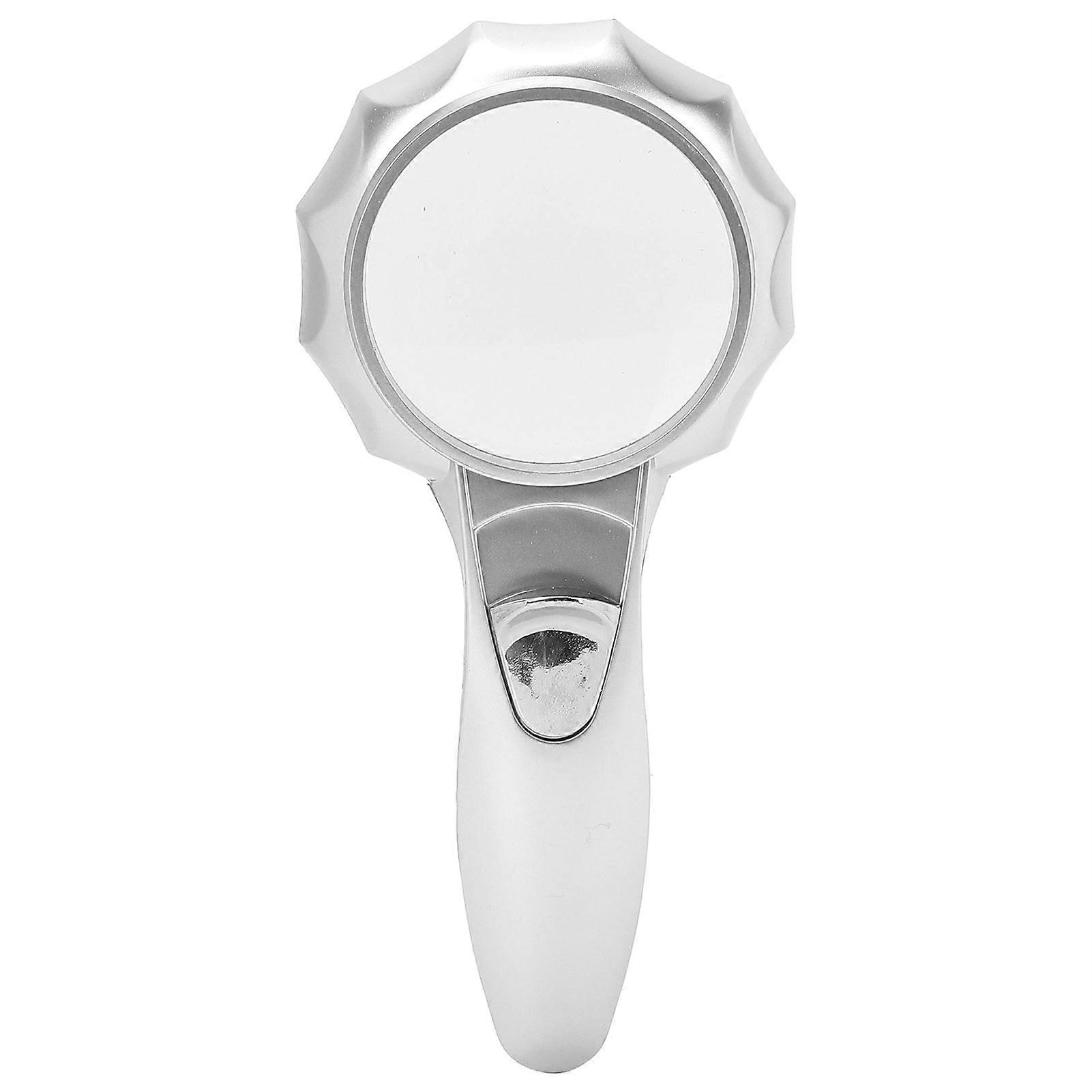LED Lights Magnifying Glass Handheld Battery Powered Lens Magnifier for Seniors Silver
