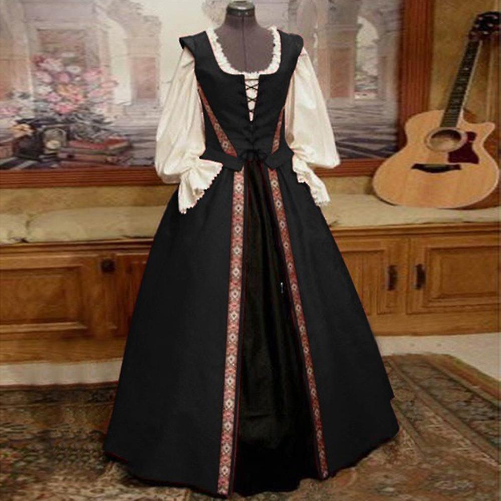 Stylish Medieval Renaissance Style Square Neck Waist-slimming Big Pendulum Two-piece Dresses