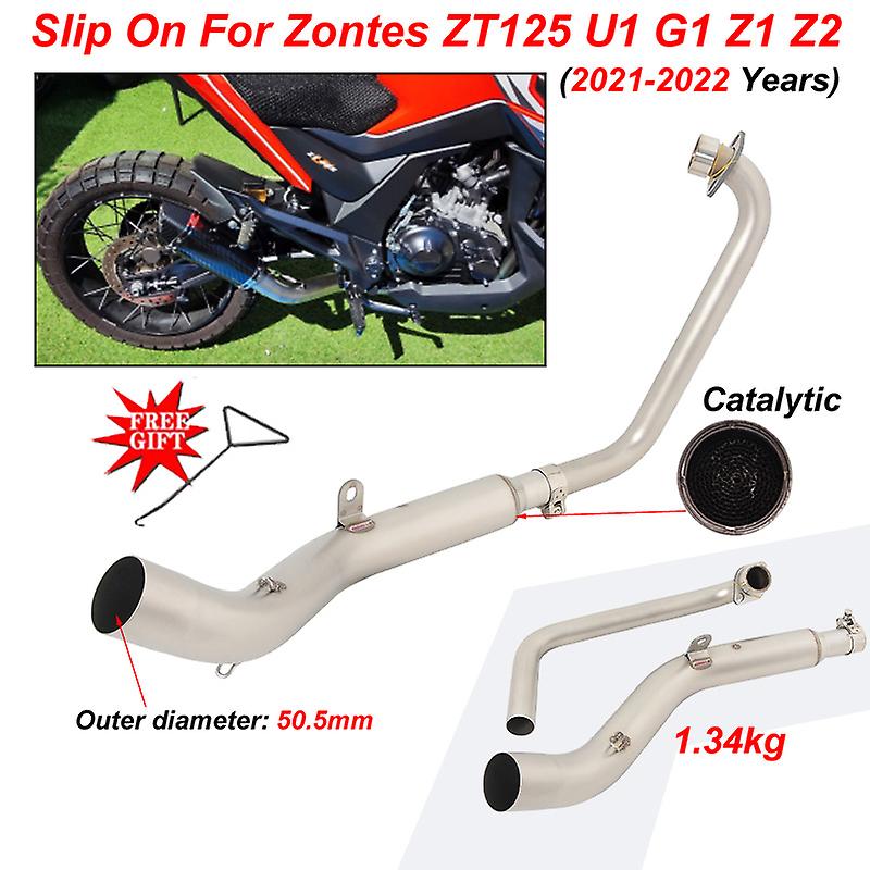 Motorcycle Exhaust System Modify With Front Mid Link Pipe For Zontes ZT125 U1 G1 Z1 Z2 2021 2022 Moto Escape Tube U1